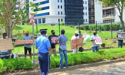 Skippers protest in front of the Japanese Embassy in Mauritius