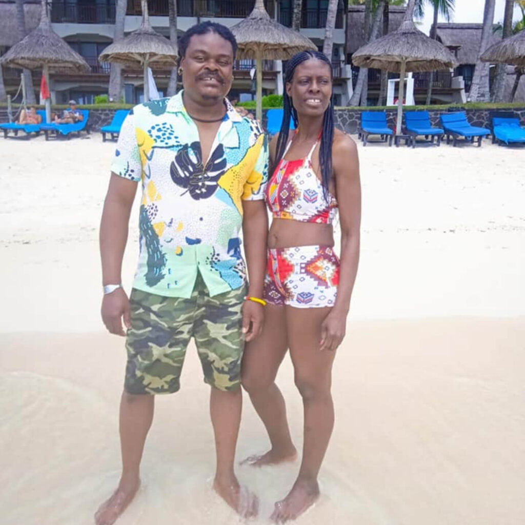 Rasta the Artist and his wife on vacation in Mauritius