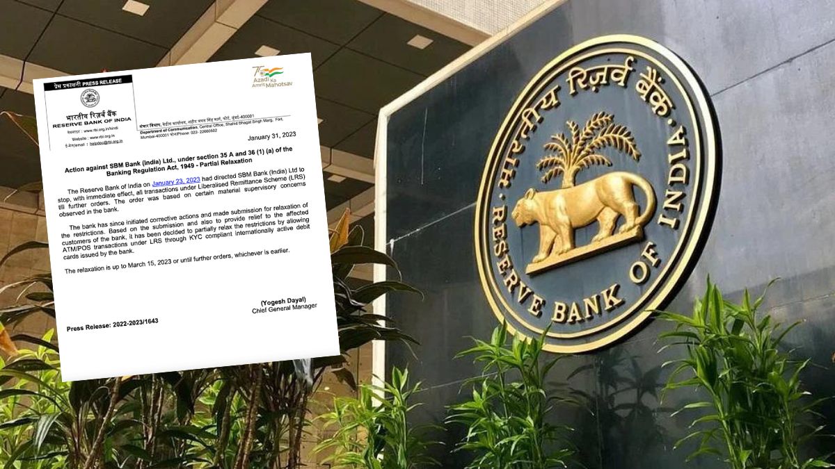 Reserve Bank of India partially relaxes restrictions on SBM Bank India