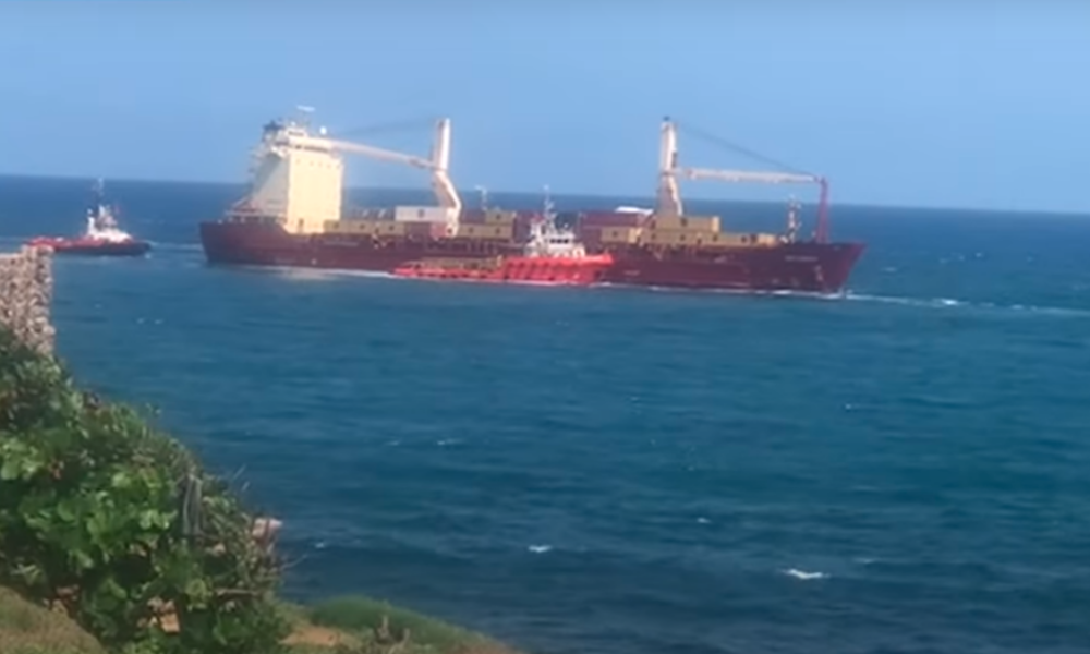 Cargo ship runs aground after leaving Port Louis