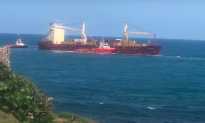 Cargo ship runs aground after leaving Port Louis