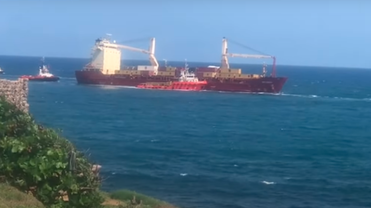 Cargo ship runs aground after leaving Port Louis