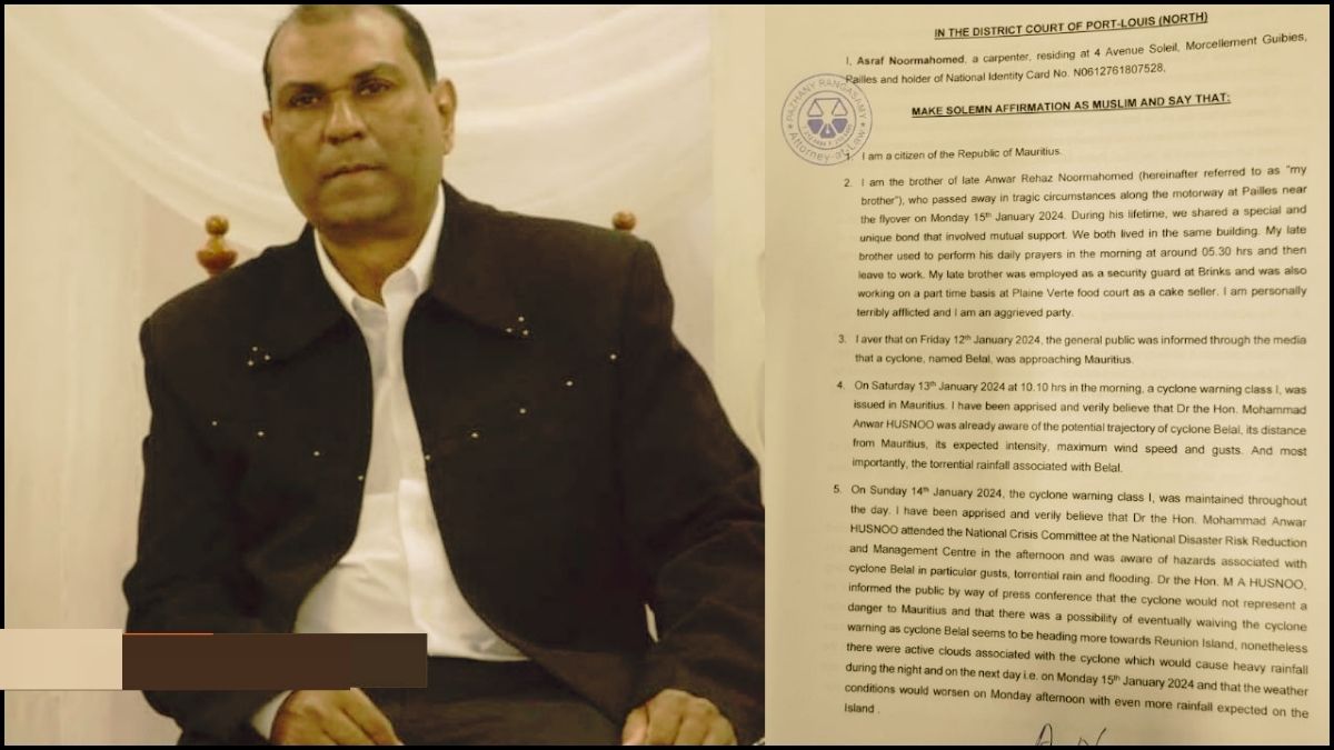 Flood Victim's Brother sues Mauritius PM, DPM for Incompetence