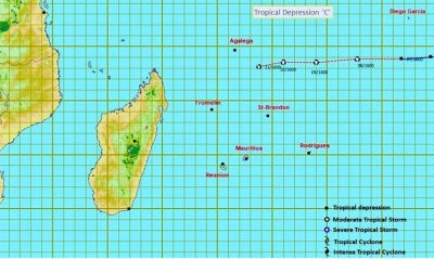 Tropical Depression 1,245 km from Mauritius