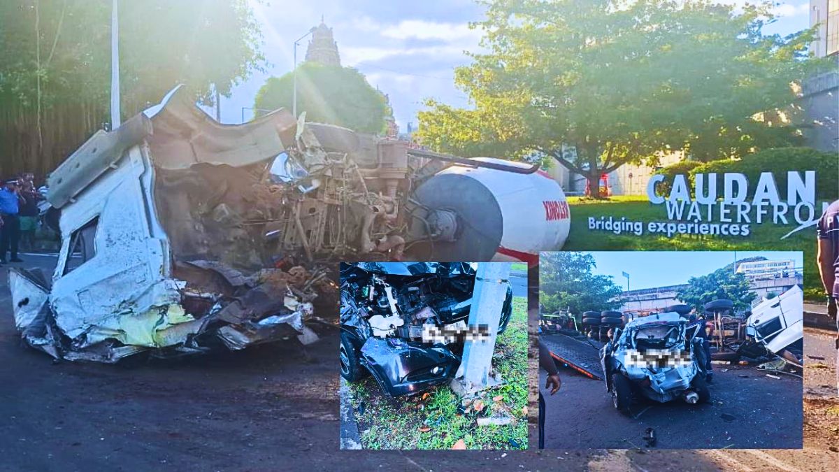 3 Vehicles Involved In Major Crash Causing Traffic Jam at Busy Caudan Roundabout